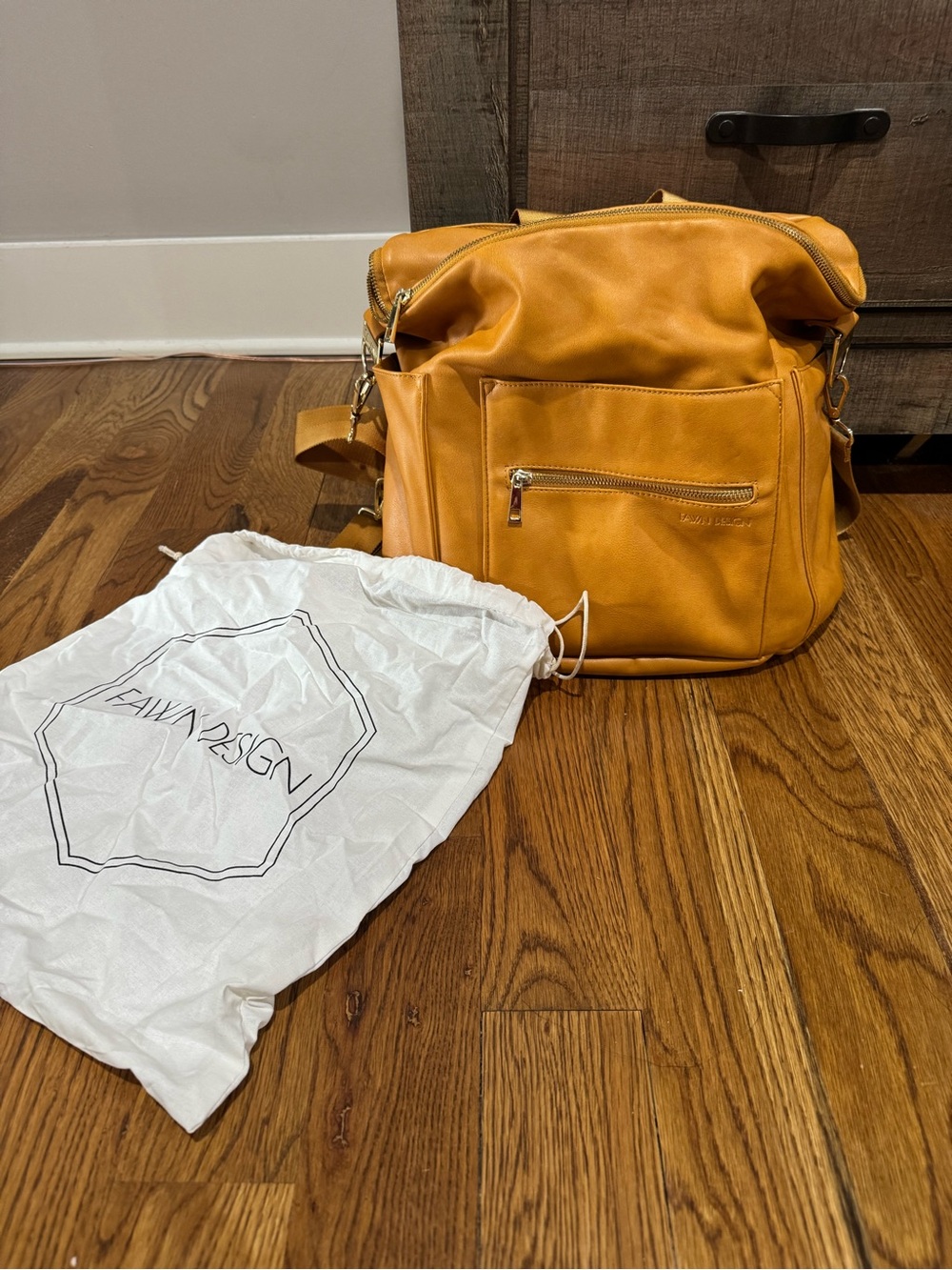 Fawn Design Leather Messenger Bag in Mustard Yellow